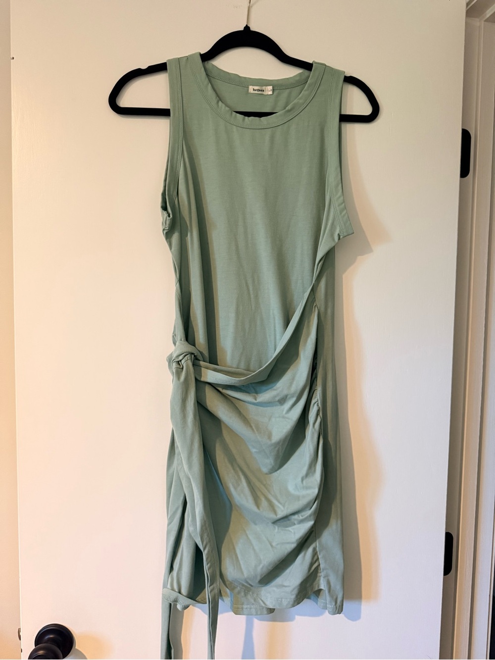 Sleeveless Sage Wrap Knot-Detail Midi Dress — Keyzea- Women’s L